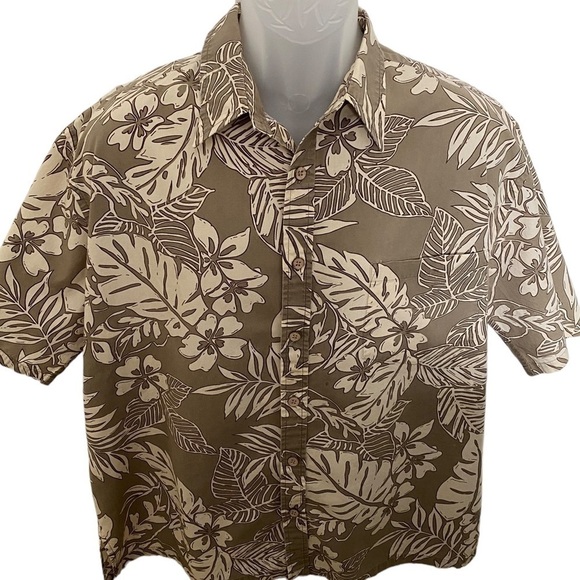 COOKE STREET Beige & White Floral Aloha Hawaiian Shirt Men L Large - Picture 1 of 7